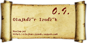 Olajkár Izsák névjegykártya